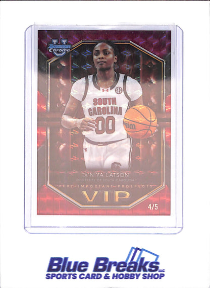 2025-26 Bowman U Chrome - Taniya Latson - VIP - Red Geometric - 4/5 - South Carolina - Basketball - #VIP-22