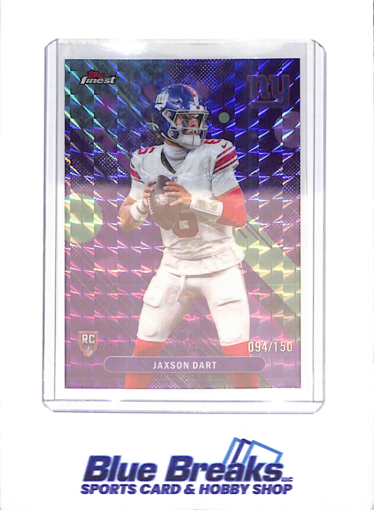 2025 Topps Finest - Jaxson Dart - Purple Geometric - RC - 94/150 - New York Giants - Football - #7