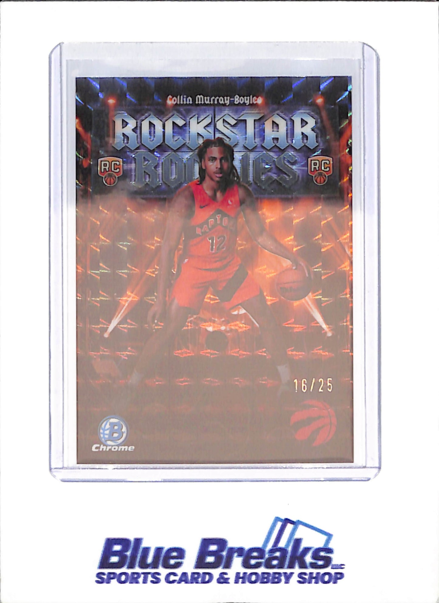 2025-26 Bowman Chrome - Collin Murray-Boyles - Rockstar Rookies - 16/25 - Orange Geometric - Toronto Raptors - #RR-9