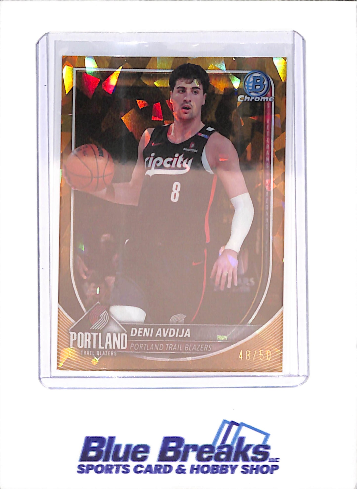 2025-26 Bowman Chrome Sapphire - Deni Avdija - Gold - 48/50 - Portland Trail Blazers - Basketball - #BCV-187