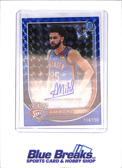 2025-26 Bowman Chrome - Ajay Mitchell - Blue Geometric Autograph - 114/150 - Oklahoma City Thunder - Basketball - #BCA-AL