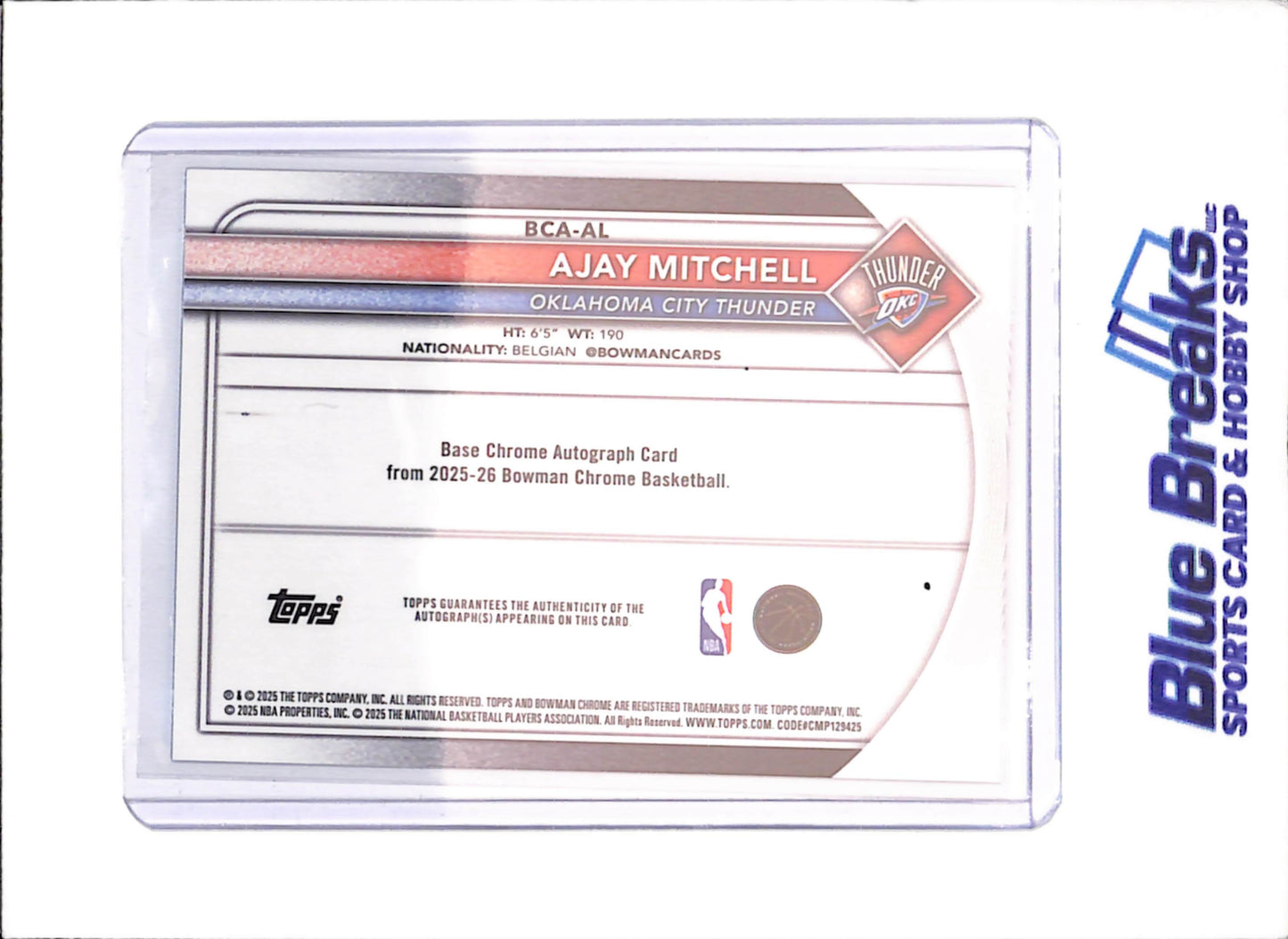 2025-26 Bowman Chrome - Ajay Mitchell - Blue Geometric Autograph - 114/150 - Oklahoma City Thunder - Basketball - #BCA-AL