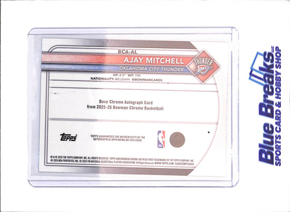 2025-26 Bowman Chrome - Ajay Mitchell - Blue Geometric Autograph - 114/150 - Oklahoma City Thunder - Basketball - #BCA-AL