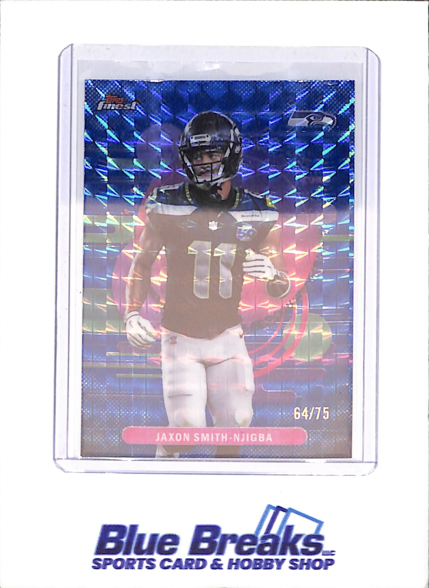 2025 Topps Finest - Jaxon Smith-Njigba - Blue Geometric - 64/75 - Seattle Seahawks - Football - #117