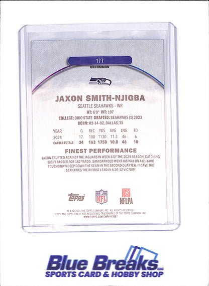 2025 Topps Finest - Jaxon Smith-Njigba - Blue Geometric - 64/75 - Seattle Seahawks - Football - #117