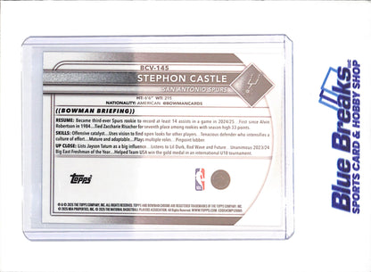 2025-26 Bowman Chrome Sapphire - Stephon Castle - San Antonio Spurs - Basketball - #BCV-145