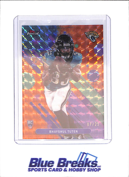 2025 Topps Finest - Bhayshul Tuten - Orange Geometric - RC - 7/25 - Jacksonville Jaguars - Football - #17