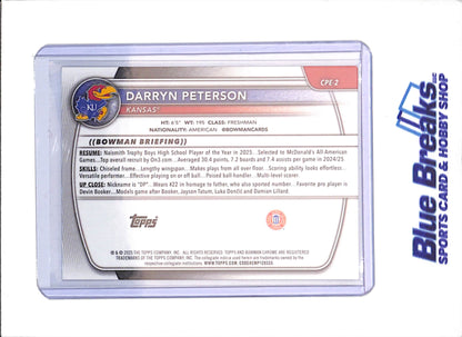 2025-26 Bowman U Chrome - Darryn Peterson - Etched in Glass - 1st Bowman - Kansas - Basketball - #CPE-2