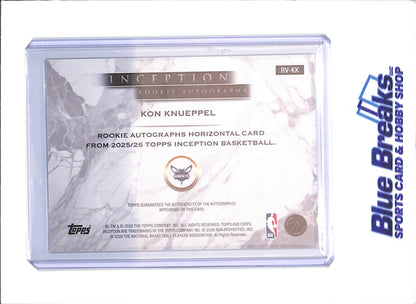 2025-26 Topps Inception - Kon Knueppel - Horizontal Autograph - RC - Charlotte Hornets - Basketball - #RV-KK