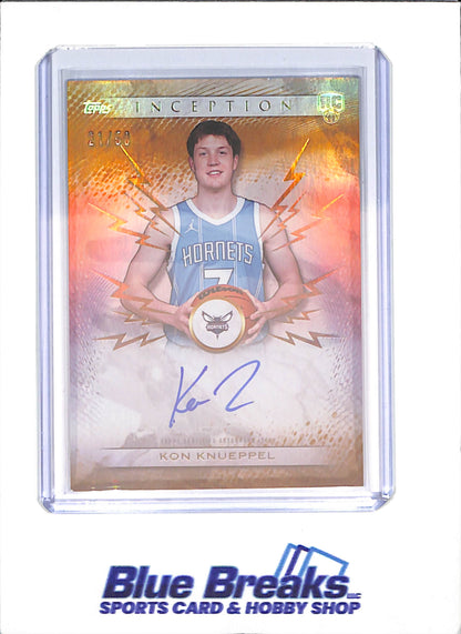 2025-26 Topps Inception - Kon Knueppel - Gold Lightning Autograph - 21/50 - RC - Charlotte Hornets - Basketball - #RA-KK