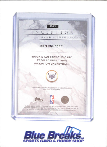 2025-26 Topps Inception - Kon Knueppel - Gold Lightning Autograph - 21/50 - RC - Charlotte Hornets - Basketball - #RA-KK