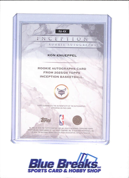 2025-26 Topps Inception - Kon Knueppel - Pink Autograph - 40/99 - RC - Charlotte Hornets - Basketball - #RA-KK