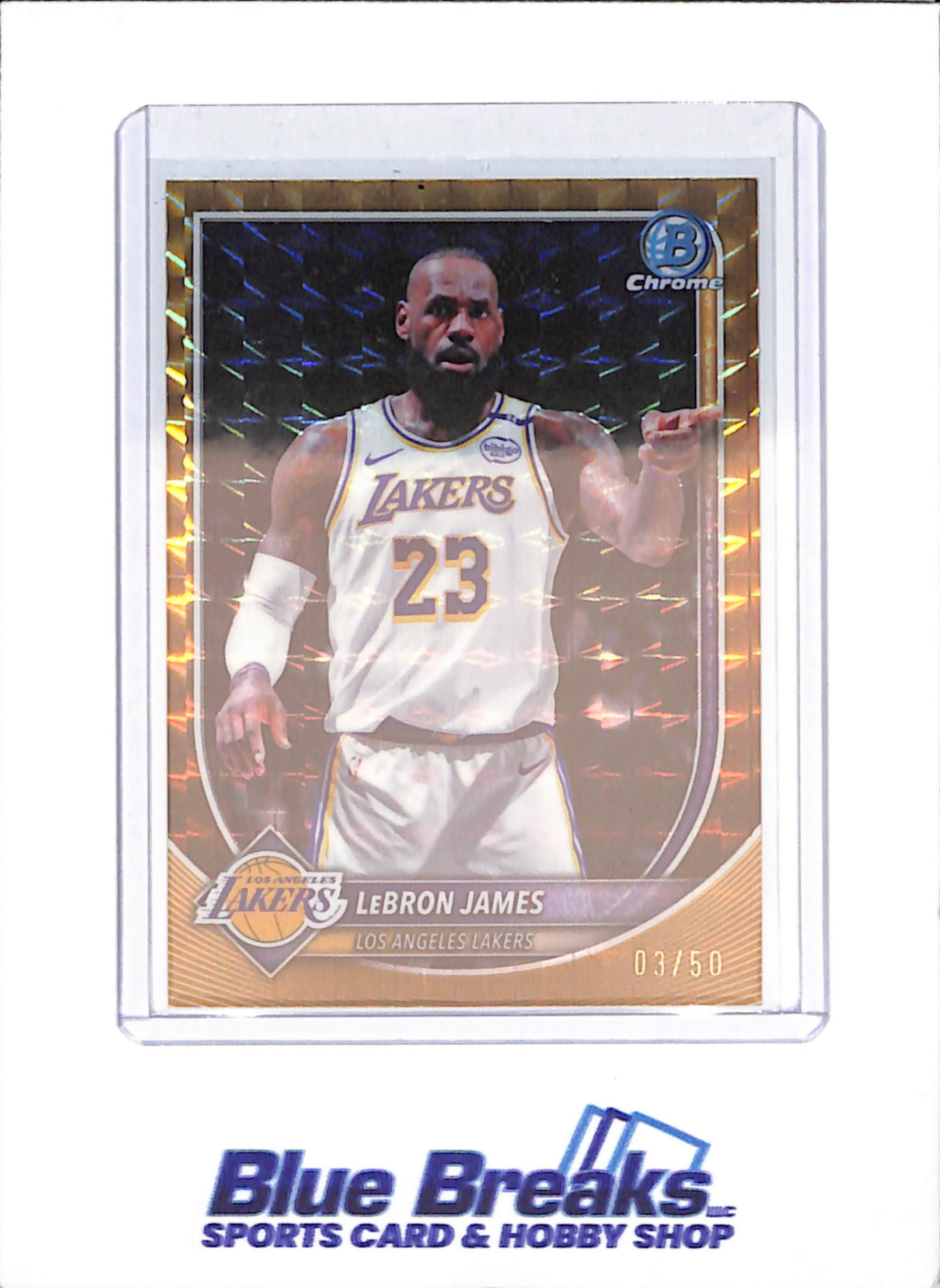 2025-26 Bowman Chrome - Lebron James - Gold Geometric - 3/50 - Los Angeles Lakers - Basketball - #BCV-121