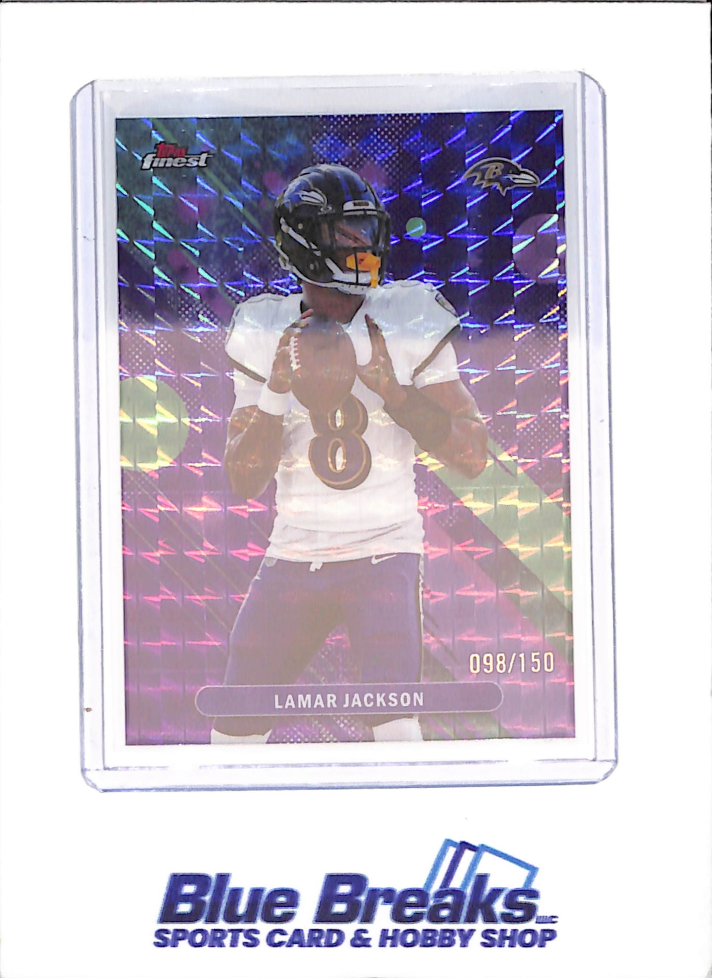 2025 Topps Finest - Lamar Jackson - Purple Geometric - 98/150 - Baltimore Ravens - Football - #47