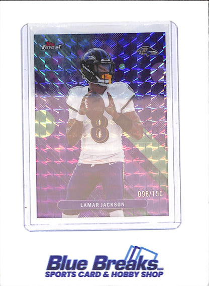 2025 Topps Finest - Lamar Jackson - Purple Geometric - 98/150 - Baltimore Ravens - Football - #47