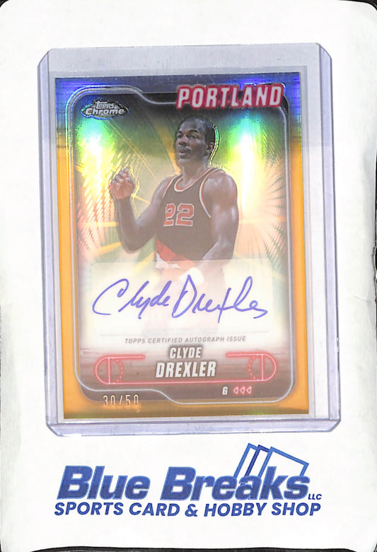 2024-25 Topps Chrome - Clyde Drexler - Gold Autograph - 30/50 - Portland Trailblazers - Basketball - #TCA-CD