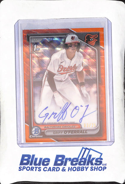 2024 Bowman Chrome - Griff O'ferrall - 1st Bowman Orange Refractor Autograph - 3/25 - Baltimore Orioles - Baseball - #CPA-GO