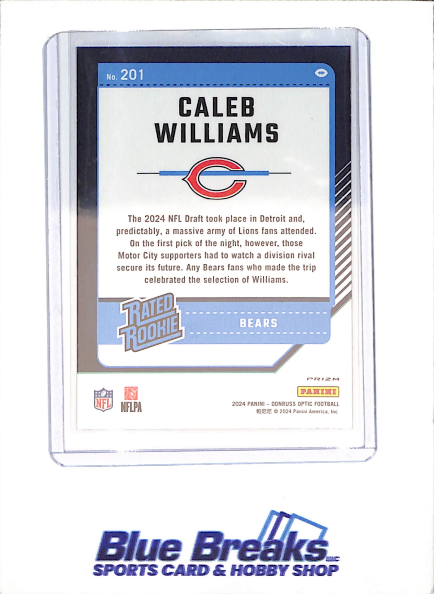 2024 Panini Donruss Opric - Caleb Williams - Pink Rated Rookie - Chicago Bears - Football - #201