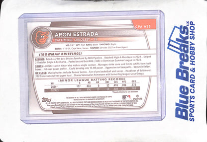 2025 Bowman Chrome - Aron Estrada - 1st Bowman Gold Autograph - 5/50 - Baltimore Orioles - Baseball - #CPA-AES