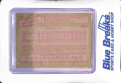 1985 Topps - Mark Mcgwire - 1984 United States Baseball Team - Baseball - #401
