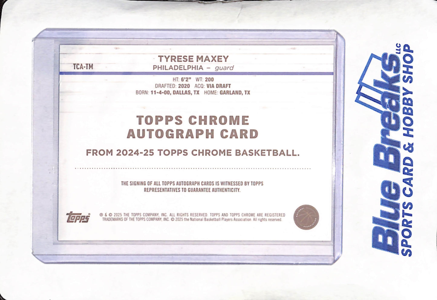 2024-25 Topps Chrome - Tyrese Maxey - Autograph - Philadelphia 76ers - Basketball - #TCA-TM