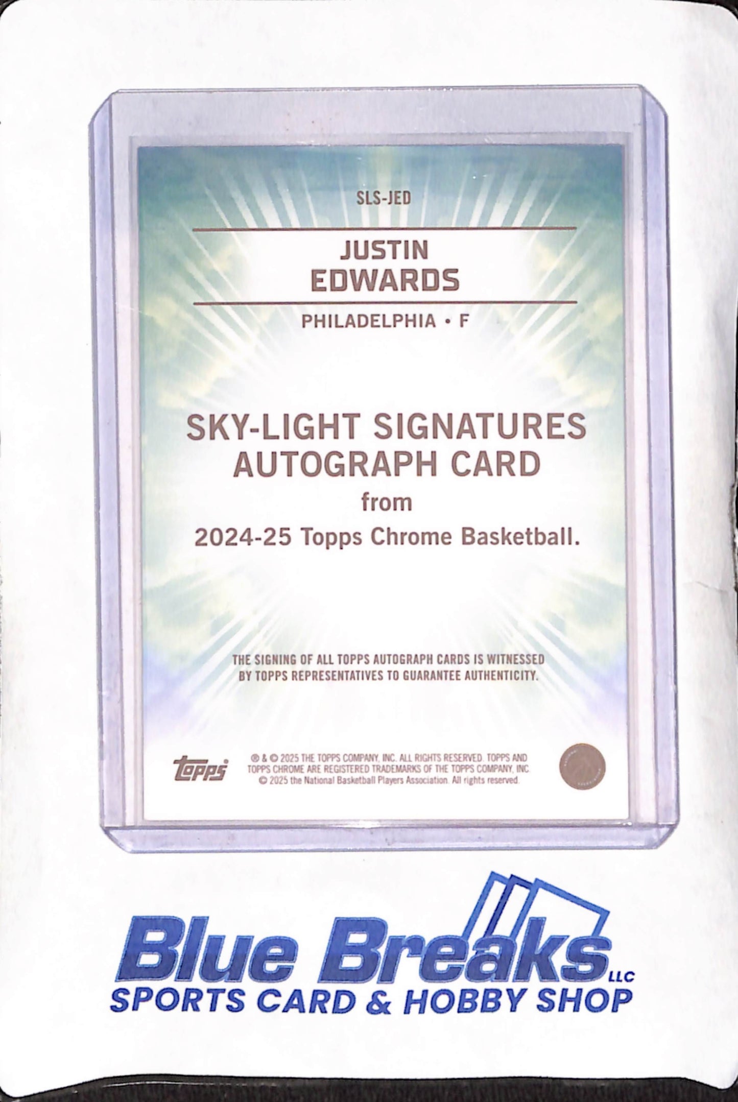 2024-25 Topps Chrome - Justin Edwards - Sky Light Signatures Autograph RC -  Philadelphia 76ers - Basketball - #SLS-JED