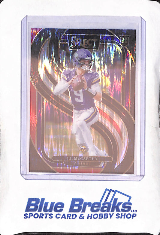 2024 Panini Select - JJ McCarthy - Red & Black Shock Premier Level RC - Minnesota Vikings - Football - #134
