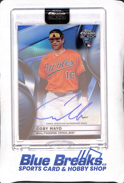 2025 Topps Chrome Black - Coby Mayo - Blue Autograph RC - 56/150 - Baltimore Orioles - Baseball - #CBA-CMA