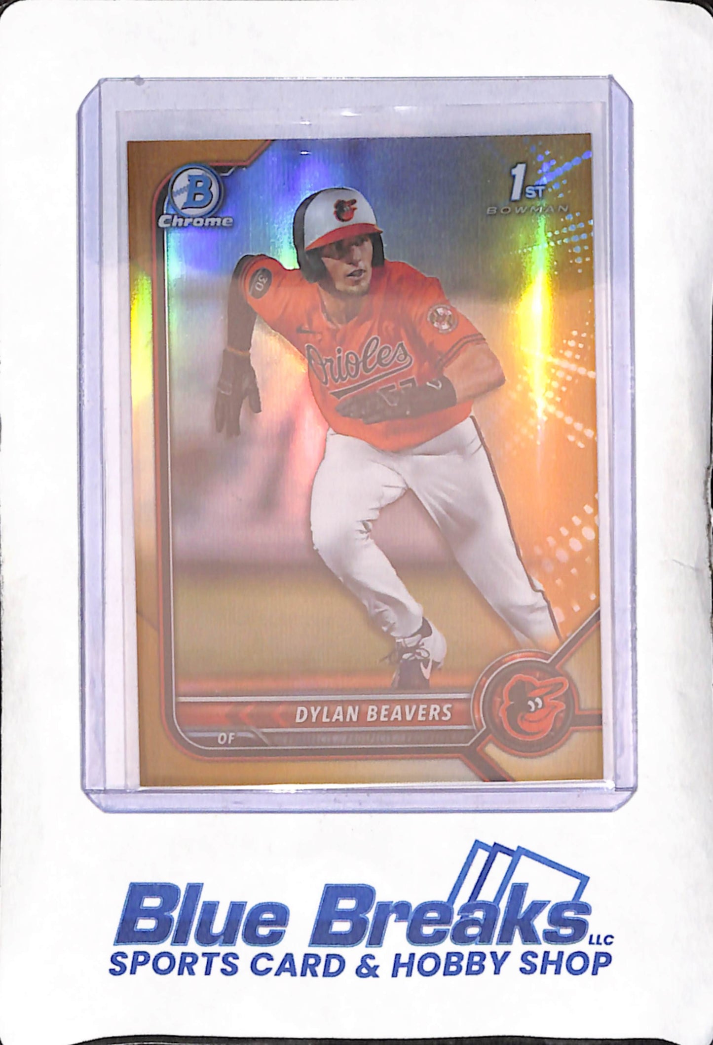 2022 Bowman Chrome - Dylan Beavers - 1st Bowman Gold - 21/50 - Baltimore Orioles - Baseball - #BDC-160