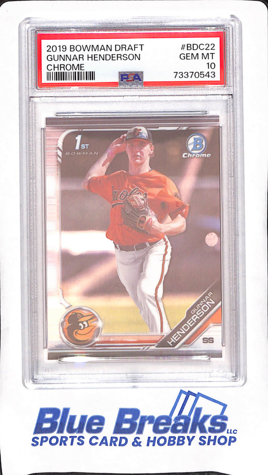 2019 Bowman Draft Chrome - Gunnar Henderson - 1st Bowman - Baltimore Orioles - Baseball - PSA 10 - #BDC22