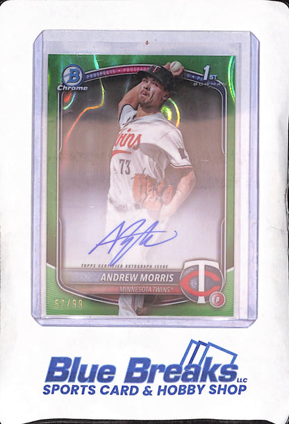 2025 Bowman Chrome - Andrew Morris - Green Lava 1st Bowman - Autograph -57/99 -Minnesota Twins - Baseball - #CPA-AMO