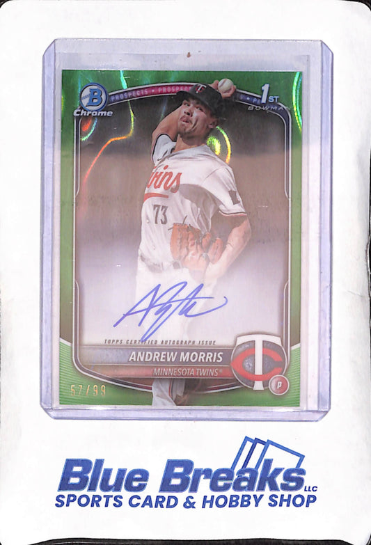 2025 Bowman Chrome - Andrew Morris - Green Lava 1st Bowman - Autograph -57/99 -Minnesota Twins - Baseball - #CPA-AMO