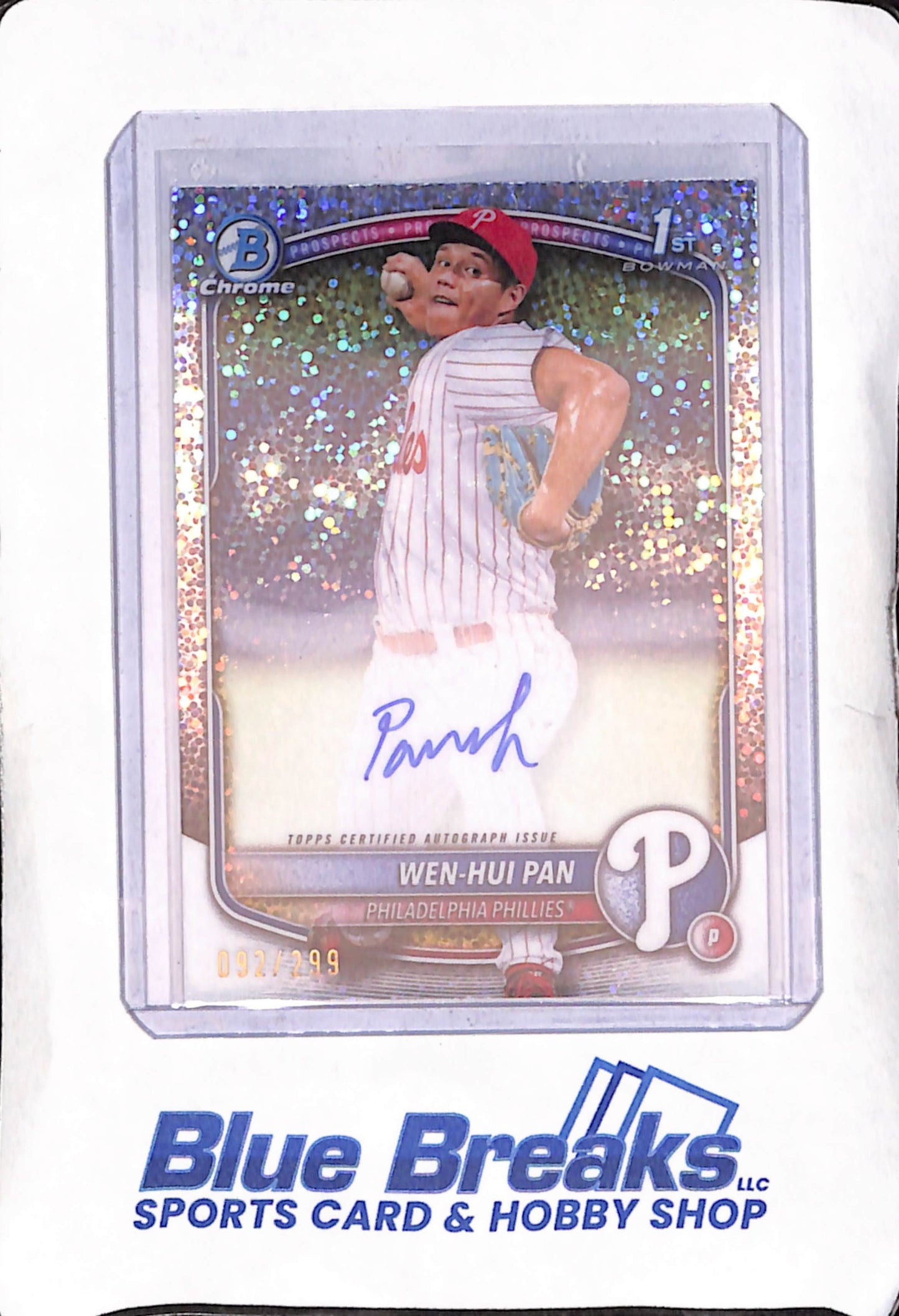 2025 Bowman Chrome - Wen-Hui Pan - Sparkle 1st Bowman - Autograph - 92/299 - Philadelphia Phillies - Baseball - #CPA-WP