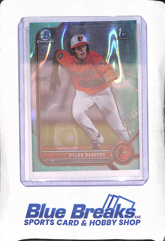 2022 Bowman Draft Chrome - Dylan Beavers - Aqua Wave 1st Bowman - 134/199 - Baltimore Orioles - Baseball - #BDC-160