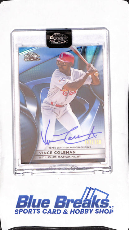 2025 Topps Chrome Black - Vince Coleman - Blue Autograph - 147/150 - St Louis Cardinals - Baseball - #CBA-VC