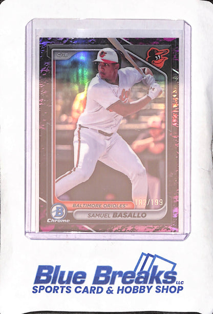 2024 Bowman Draft Chrome - Samuel Basallo - Fuchsia Lunar - 182/199 - Baltimore Orioles - Baseball - #BDC-128