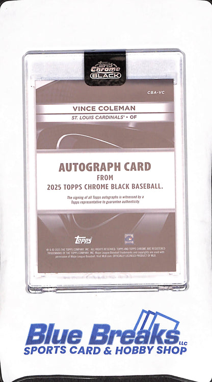 2025 Topps Chrome Black - Vince Coleman - Blue Autograph - 147/150 - St Louis Cardinals - Baseball - #CBA-VC