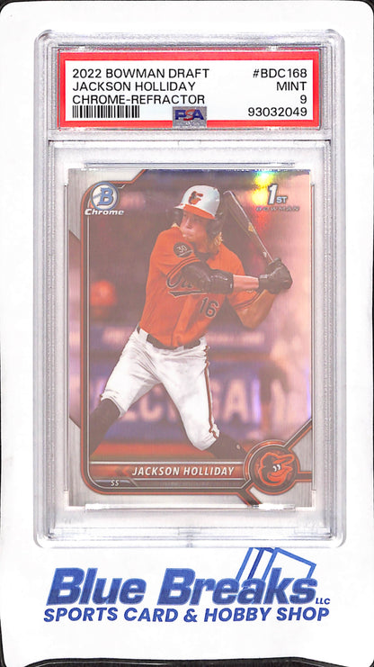 2022 Bowman Draft Chrome - Jackson Holliday - 1st Bowman Refractor - PSA 9 - Baltimore Orioles - Baseball - #BDC168