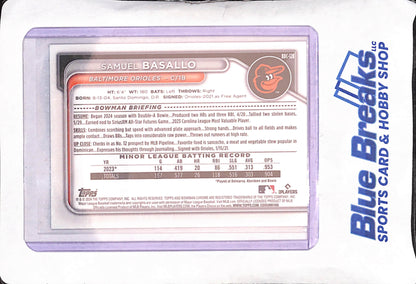 2024 Bowman Draft Chrome - Samuel Basallo - Aqua Lunar - 27/125 - Baltimore Orioles - Baseball - #BDC-128