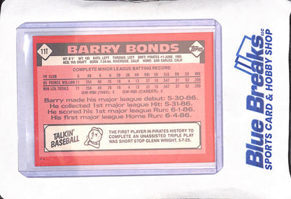 1986 Topps Traded - Barry Bonds - RC - Pittsburgh Pirates - Baseball - #111