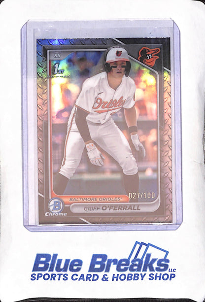 2024 Bowman Draft Chrome - Griff O'Ferrall - 1st Bowman Steel Metal - 27/100 - Baltimore Orioles - Baseball - #BDC-21