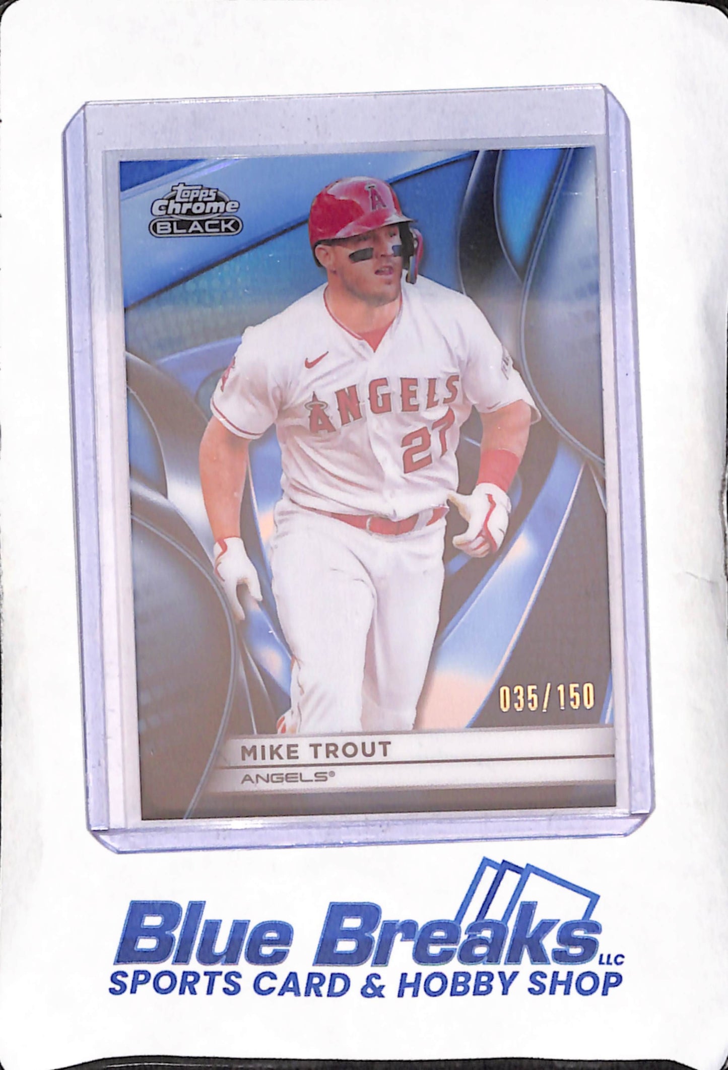 2025 Topps Chrome Black - Mike Trout - Blue - 25/250 - Los Angeles Angels - Baseball - #5