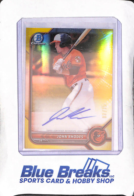 2022 Bowman Chrome - John Rhodes - Yellow Autograph - 7/75 - Baltimore Orioles - Baseball - #CPA-JR