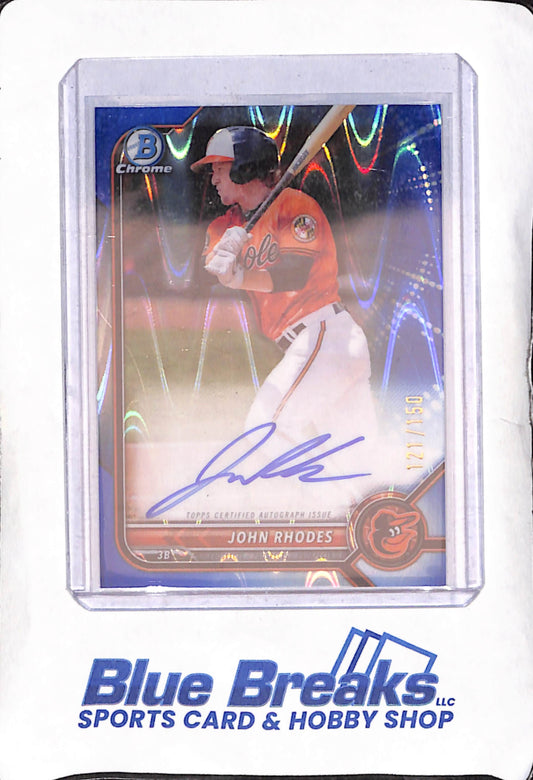 2022 Bowman Chrome - John Rhodes - Blue Autograph - 121/150 - Baltimore Orioles - Baseball - #CPA-JR