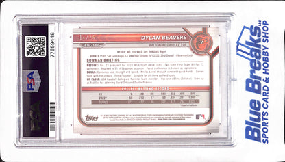 2022 Bowman Draft Chrome - Dylan Beavers - 1st Bowman Orange - 14/25 - PSA 10 - Baltimore Orioles - Baseball - #BDC160