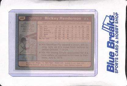 1980 Topps - Rickey Henderson - RC - Oakland Athletics - Baseball - #482