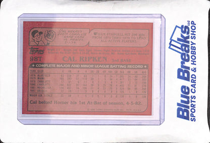 1982 Topps Traded - Cal Ripken - RC- Baltimore Orioles - Baseball - #98T