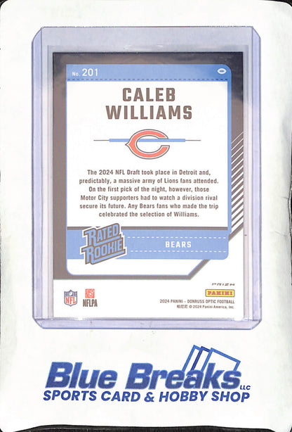 2024 Panini Donruss Optic - Caleb Williams - Purple Shock Rated Rookie - Chicago Bears - Football - #201