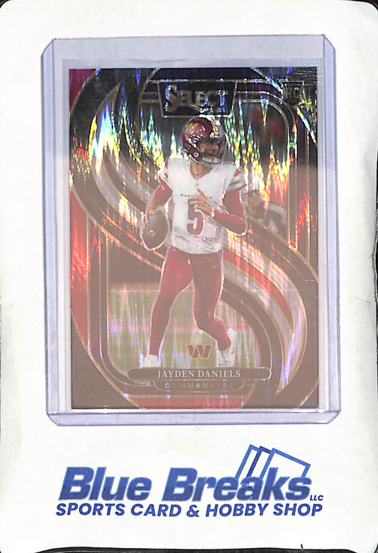 2024 Panini Select - Jayden Daniels - Premier Level - Red & Black Shock - Washington Commanders - Football - #112