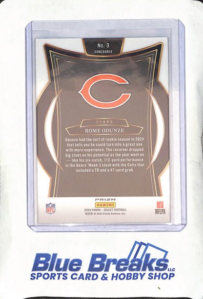 2024 Panini Select - Rome Odunze - Concourse Zebra Shock - Chicago Bears - Football - #3